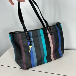FOSSIL stripe purse shoulder bag tote